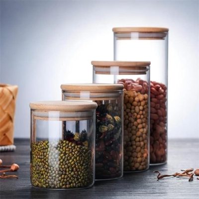 بانکه پیرکس سایز 5 درب بامبو واشر دار وارداتی اورجینال بارکد 694325