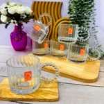 لیوان دسته مرواریدی خط دار دلی گلس 320 میلی لیتر وارداتی نشکن 