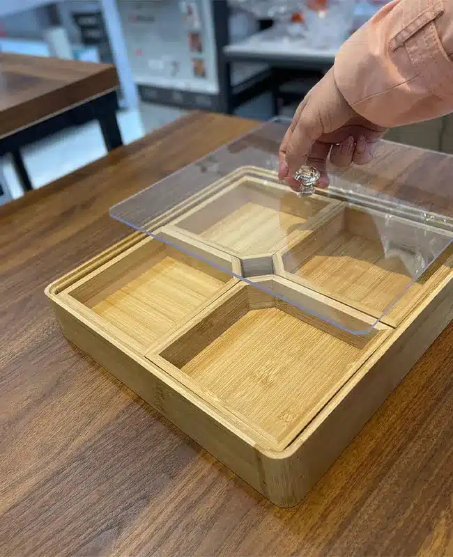 تی بگ مربع بامبو چهار قسمتی درب شیشه ای وارداتی (2)