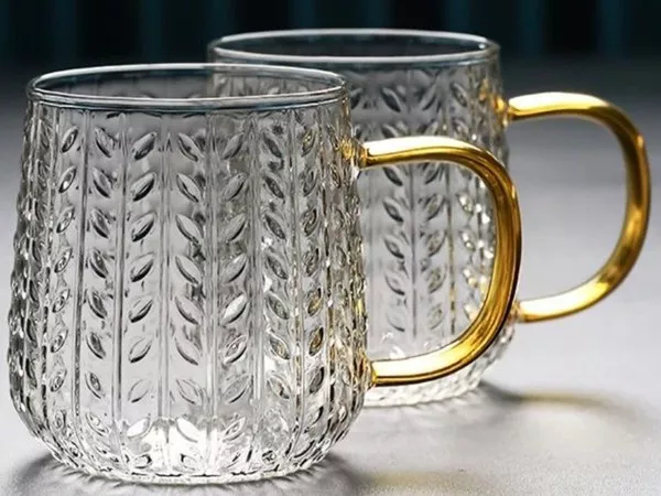 لیوان پیرکس (شعله مستیم ) دسته طلایی طرح گندم وارداتی (2)