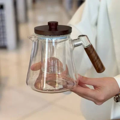 قوری پیرکس دسته چوبی وارداتی