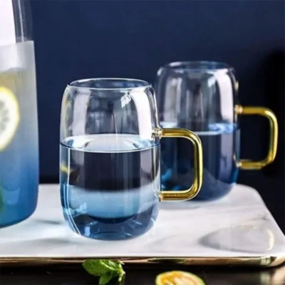 لیوان جفتی پیرکس آنتی شوک رنگی وارداتی