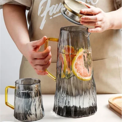 پارچ و لیوان پیرکس شامپاینی مدل چند ضلعی وارداتی